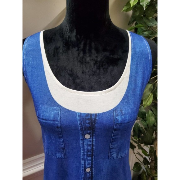 SHEIN Women's Blue Polyester Scoop Neck Sleeveless Knee Length Dress Size Large - Picture 5 of 10